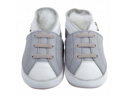 Chaussons cuir Baskets grises Front
