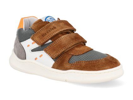 45423 753barefoot detske tenisky develab boys lw cut sneaker 2velcro cognac suede 1