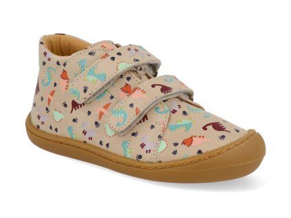 46203 299 barefoot detske kotnikove boty develab baby sft shoe 2velcro beige combi fantasy 1