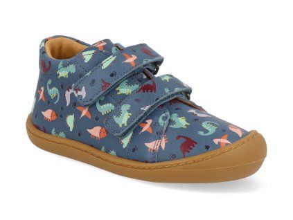 46203 699 barefoot detske kotnikove boty develab baby sft shoe 2velcro blue combi fantasy 1
