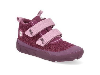 00844 40178 barefoot detske kotnikove boty affenzahn low boot knit happy otter fialove 1