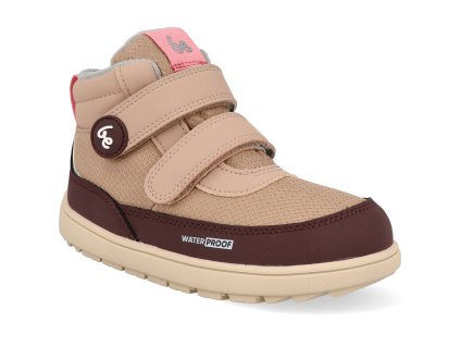 51490080 barefoot detske zimni boty be lenka zippu beige burgundy 1
