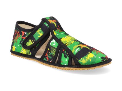 BFN 17020 W BR GR barefoot detske prezuvky beda playful bfn graffiti otevrene 1