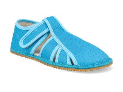 BFN 17020 W BR TUSH barefoot detske prezuvky beda playful bfn turquoise shine otevrene 1