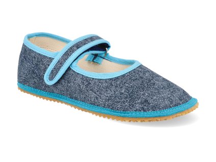 BF060010 BA DTUR barefoot detske prezuvky beda sirsi typ baleriny denim turquoise 1