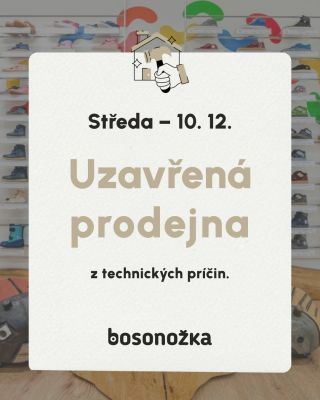 Ve středu 10. 12. bude naše prodejna z technických důvodů zavřená. Online jsme tady pro vás ale pořád. Děkujeme za...